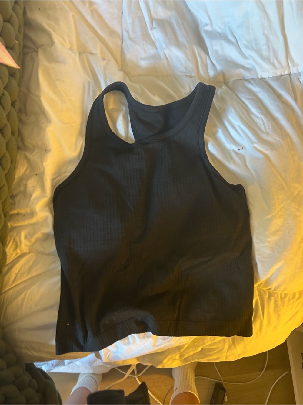 lululemon athletica Black Ribbed Racerback Tank Top